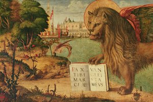 Leeuw van St. Marcus, 1516 (detail) door Vittore Carpaccio